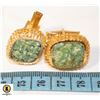 Image 1 : VINTAGE JADE CHIP GOLD TONE CUFFLINKS