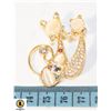 Image 1 : GOLDTONE RHINESTONE CRYSTAL DOUBLE CAT