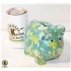 Image 1 : RUSS BERRIE CERAMIC FLORAL PIGGY BANK