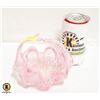 Image 1 : PINK OPALESCENT BLOWN GLASS ART BASKET