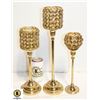 Image 1 : SET OF 3 ELEGANT CRYSTAL TALL CANDLE