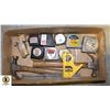 Image 1 : FLAT OF 8 TAPE MEASURES, HAMMERS ETC.