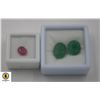 Image 1 : #250-HEATED RUBY 2.10CT & GREEN JADEITE 16.25CT