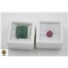 Image 1 : #219-RED RUBY 2.90CT ,GEEN EMERALD 11.35CT GEMSTON