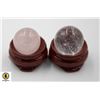 Image 1 : #192-NATURAL PINK ROSE +CLEAR QUARTZ SPHERE BALL