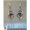 Image 1 : #189-SILVER TONE DANGLING EARRINGS WITH 1 CARAT