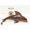 Image 1 : CARVED MAHOGANY DOLPHIN- 11" X 5.5"