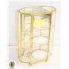 Image 1 : 3 SHELF BRASS/GLASS SMALL CURIO CABINET-ESTATE