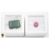 Image 1 : #218-RED RUBY 1.95CT,GEEN EMERALD 10.30CT GEMSTONE