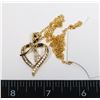 Image 1 : NEW GOLD TONE RHINESTONE HEART WITH ROSE PENDANT