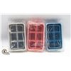 NEW 3 PACK OF MULTICOLORED ICE CUBE TRAY BOXES