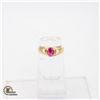 Image 1 : 10 KT YELLOW GOLD RING WITH 4X6MM OVAL RUBY SZ 5