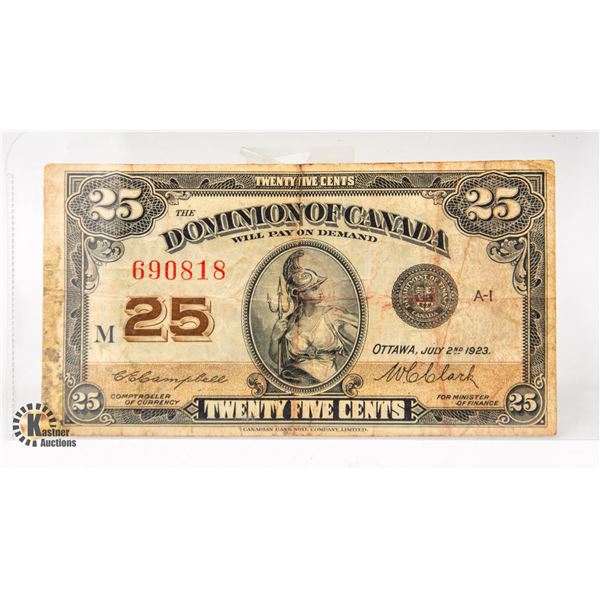 1923 SHIN PLASTER 25 CENT
