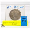 Image 1 : 1941 USA 50 CENT SILVER COIN