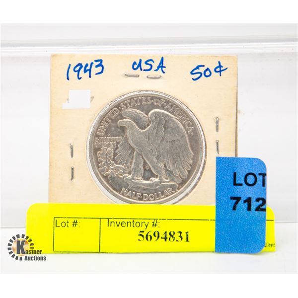 1943 USA 50 CENT SILVER COIN