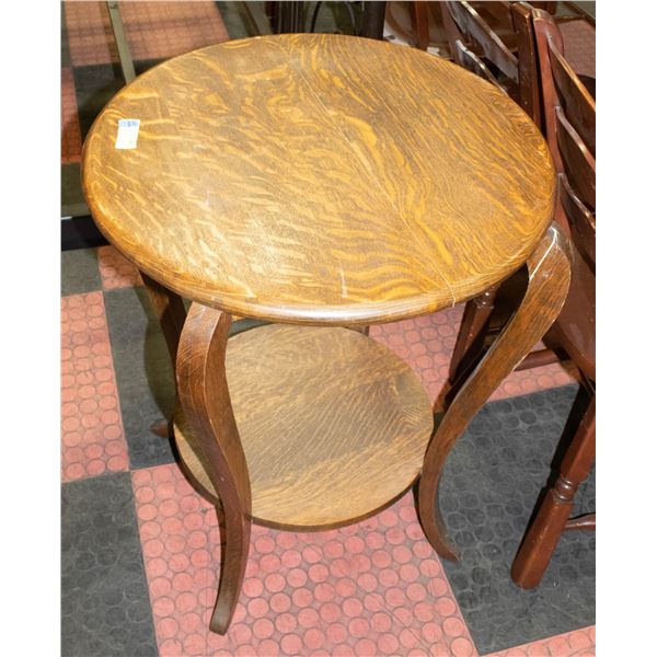 SOLID OAK ROUND END TABLE