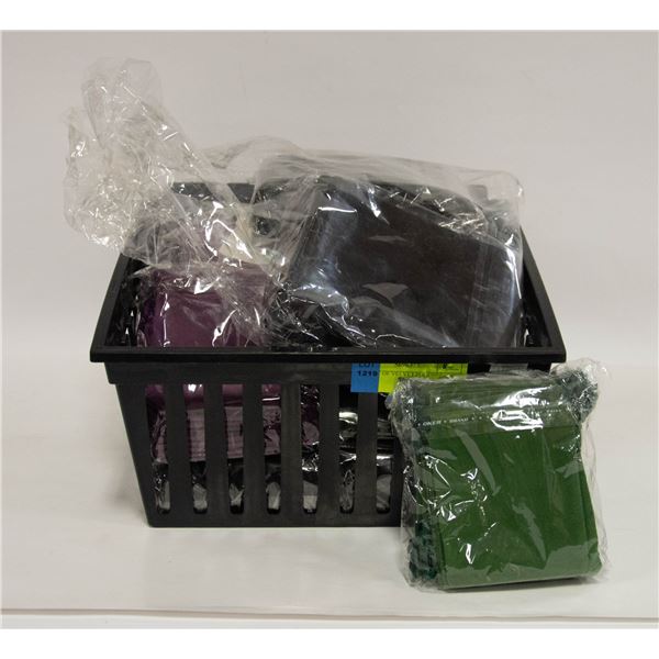 BASKET OF VELVET POUCHES
