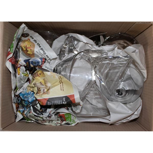 BOX OF MARTINI GLASSWARE