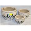Image 1 : 3 PLANT POTS CREAM & GREEN