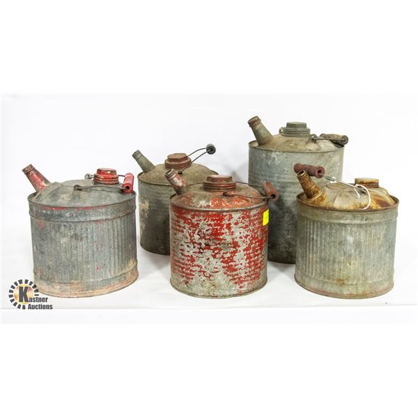 5 ANIQUE GASOLINE CANNISTERS