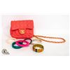 Image 1 : REPLICA CORAL QUILTED PURSE & 6 BANGLE BRACELETS