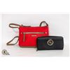 Image 1 : ROOTS 73 RED & TAN CROSSBODY PURSE & BLACK WALLET