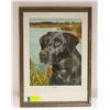 Image 1 : FRAMED PRINT OF A BLACK LAB "KRUGGER" PRINTED IN