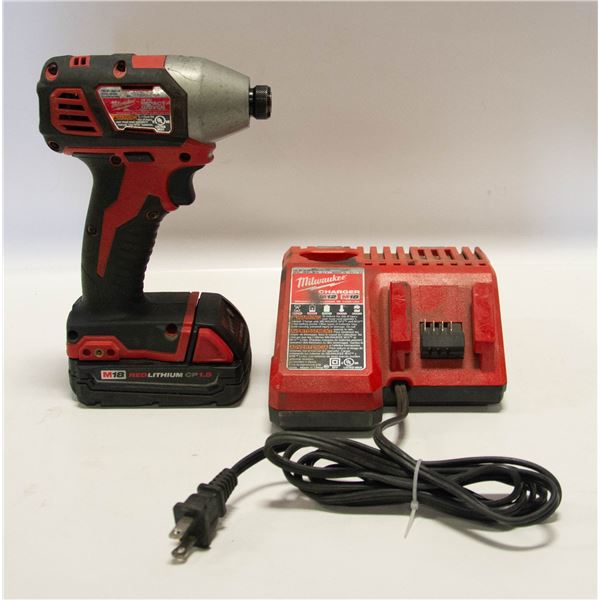 MILWAUKEE 1/4 INCH IMPACT DRIVER WITH BATTERY