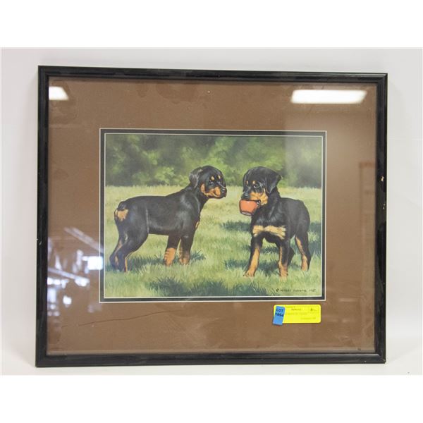 FRAMED PRINT OF 2 DOGS
