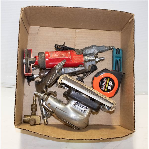 BOX OF PNEUMATIC AIR TOOLS