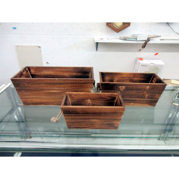 2 Sets of 3 New Small Wood Planter Boxes