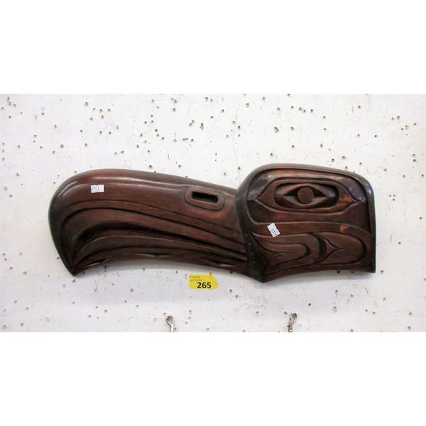 Signed First Nations Raven Wood Carving 