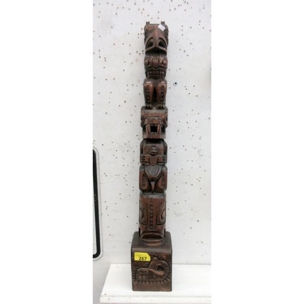 1981 Signed First Nations Wood Totem Carving