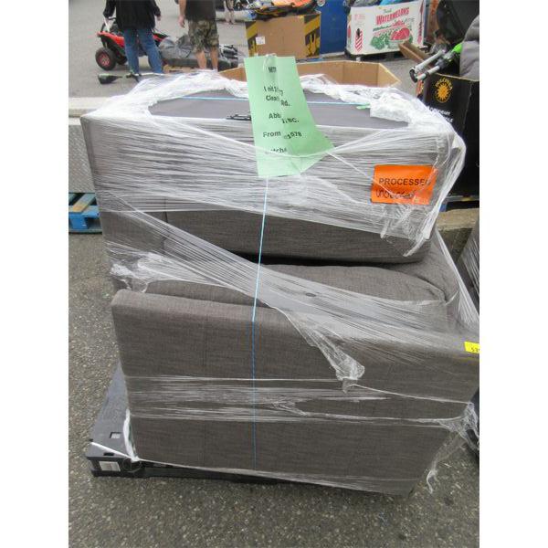 Skid of Grey Fabric Sectional Sofa Parts