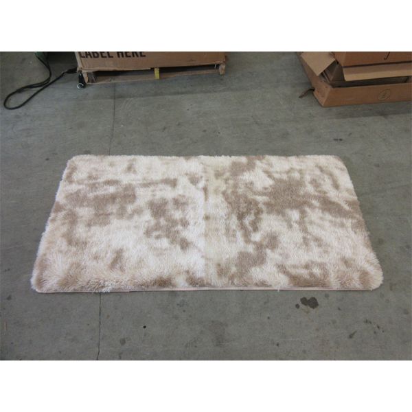 New Beige Slip Resistant Fun Fur Mat - 64" x 33"