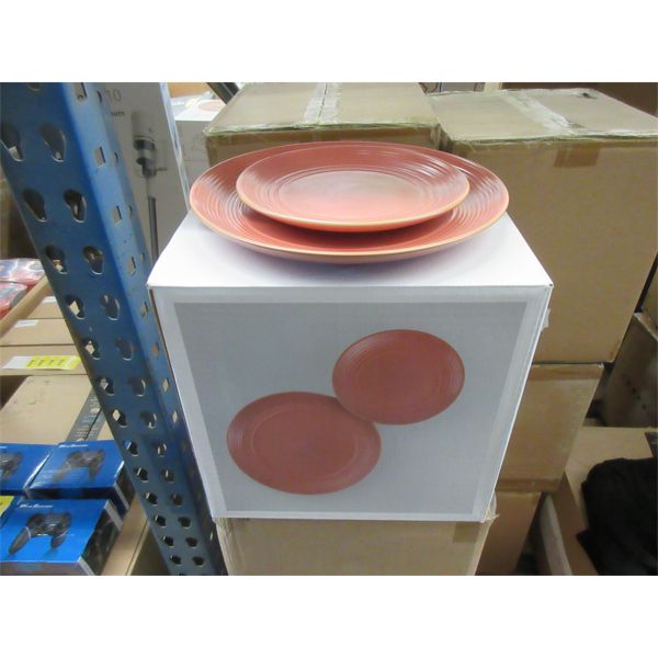 Set of 12 New Ceramic Dinnerware Plates - Red