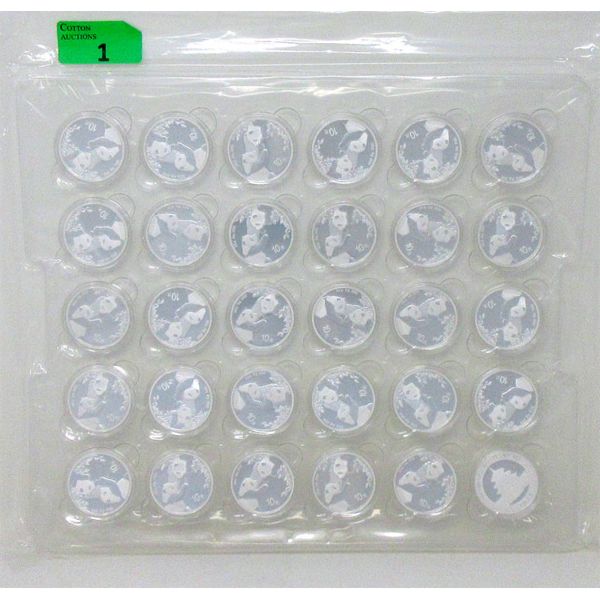 Mint Sealed 30 x 30 Gram .999 Silver 2023 Panda 10 Yuan Coins 