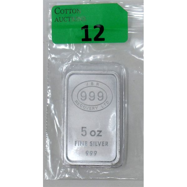 5 Oz .999 Silver JBR Ethically Sourced Bar 