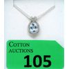 Image 1 : 2.5 CT Blue Topaz & Diamond Sterling Silver Pendant 