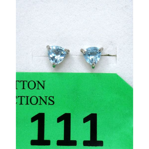 New Blue Topaz Sterling Silver Stud Earrings 