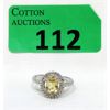 Image 1 : Citrine & Diamond Sterling Silver Solitaire Ring 