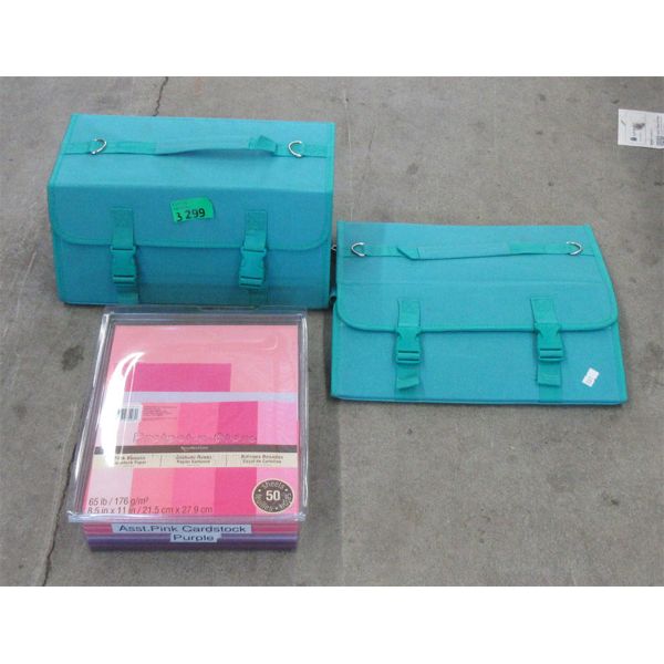 2 Art Tool Cases and Pink & Purple Card Stock Paper 