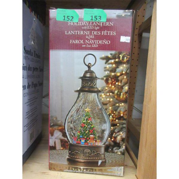 Holiday Lantern with LED Lights - Snow Globe Style