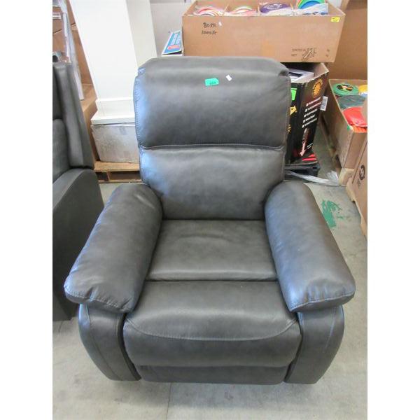 Grey Bonded Leather Power Rocker Recliner