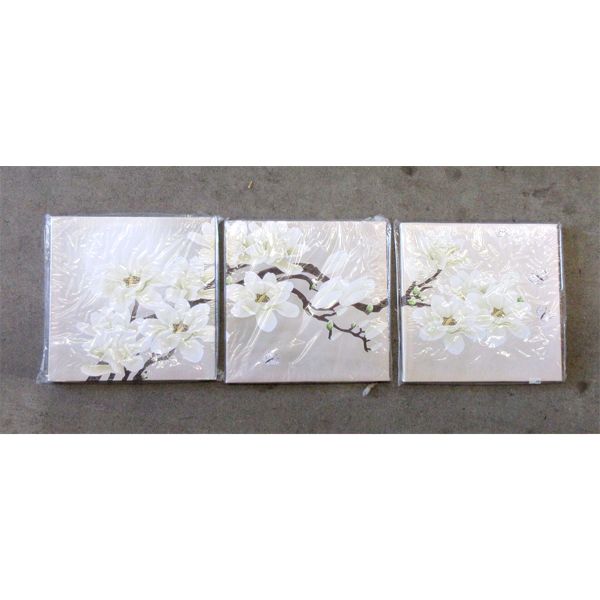 8 New Sets of 3 Floral Canvas Wall Art - 12" x 12"