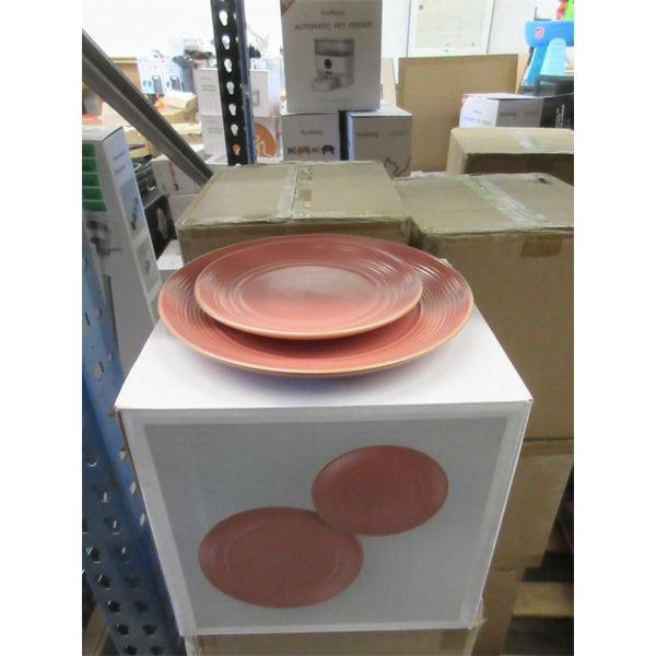 Set of 12 New Ceramic Dinnerware Plates - Russet Red