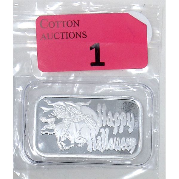 1 Oz. .999 Silver Headless Horseman Halloween Bar