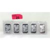 Image 1 : 5 Sealed 1 Oz .999 Silver American Eagle Bars 