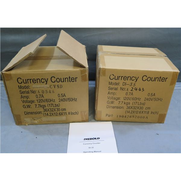 Qty 2 Boxes Diebold Currency Counters DI-35 w/ Manual