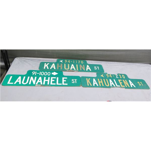 Qty 3 Street Signs: Launahele St, Kahualena St, Kahuaina St 30"L